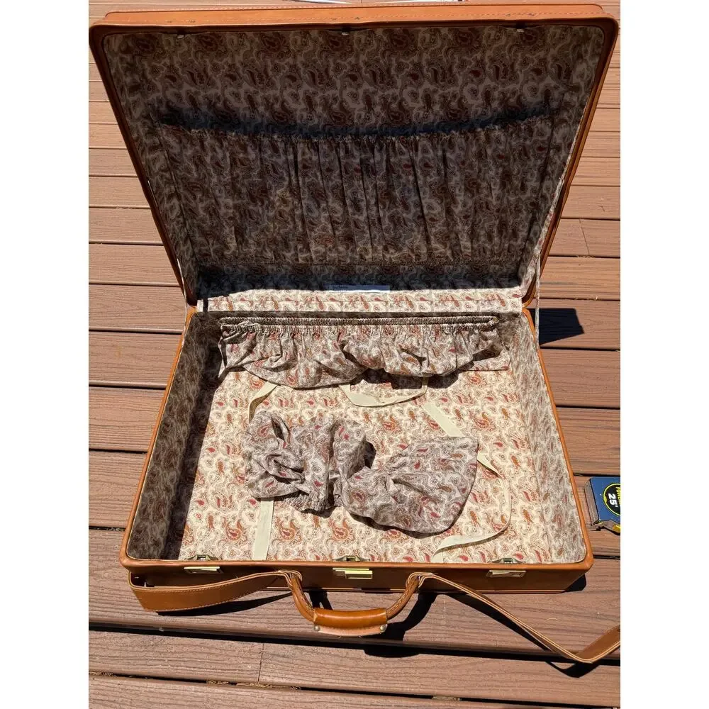 Vintage Hartmann All Leather Suitcase with Belting Luxury Luggage Tan 24